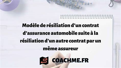 Mod Le De R Siliation Dun Contrat Dassurance Automobile Suite La