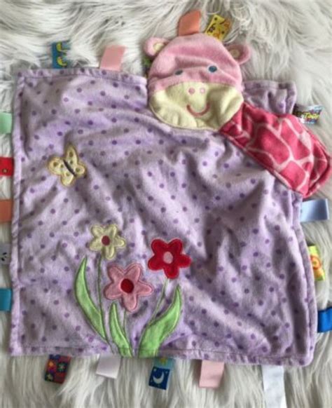 Taggies Purple Patchkin Baby Blanket Flowers Security Lovey Lovie Plush