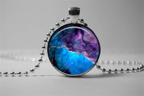 Turquoise Galaxy Pendant Blue Nebula Pendant Universe Pendant Space