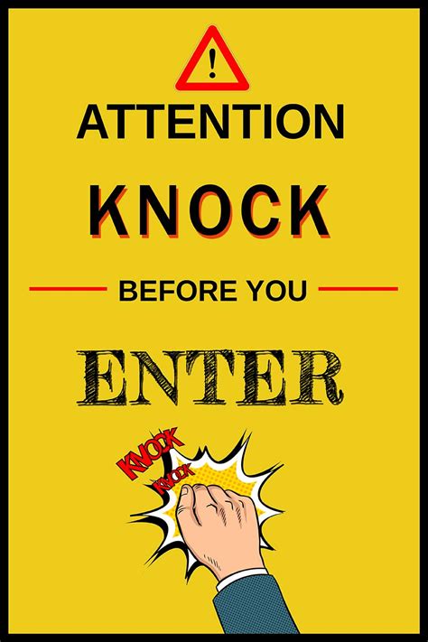 Wildmark Paper Attention Knock Before You Enter Sign Poster For Bedroom