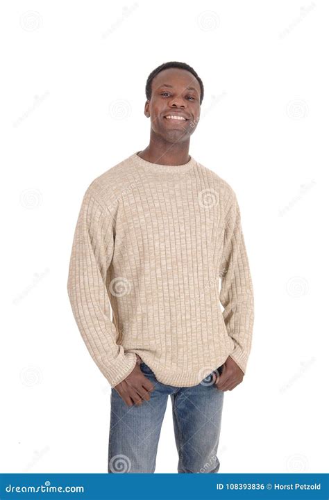 Happy Smiling Young Black Man Standing Stock Photo Image Of Body