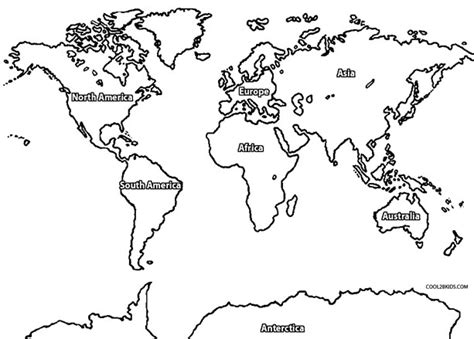 Dibujo de Mapa del Mundo para colorear Páginas para imprimir gratis