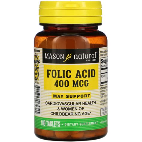 Mason Folic Acid 400mcg 100 Tablets Santebene