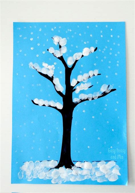 Winter Tree Finger Painting Quick Art Project For Kids Winter