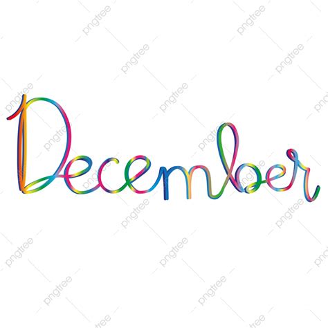 Month Of December Clipart Vector December Month Font Colorful