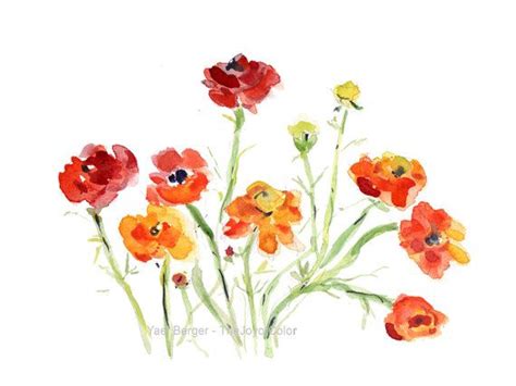Buttercup Watercolor Painting Floral Watercolor Mothers Day Orange