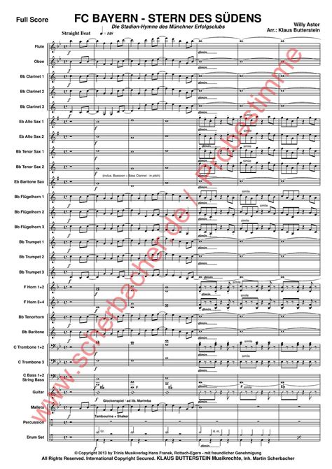 Fc bayern, stern des südens! Stern des Südens - FC Bayern Hymne (Blasorchester) | Noten ...