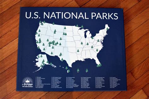 National Parks Push Pin Map Modern Map Art