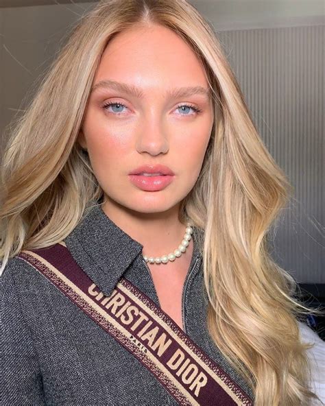 romee strijd auf instagram „ready for the dior couture show 🖤 diorcouture“ blonde hair with
