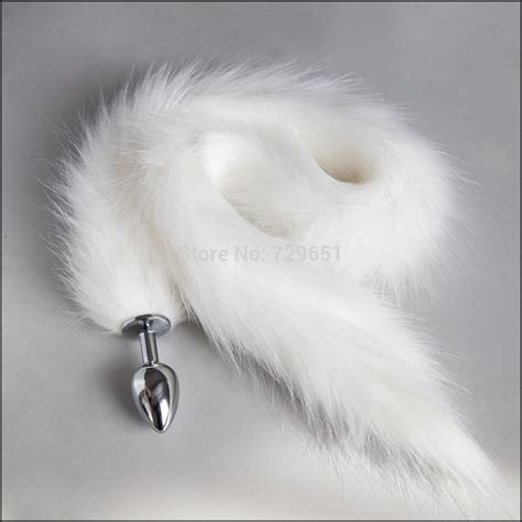 Newst 75cm Long White Fox Tail Anal Plugmetal Butt Plug Sex Toys For
