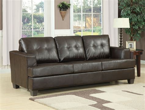 Brown Bonded Leather Modern Sofa Wqueen Size Sleeper