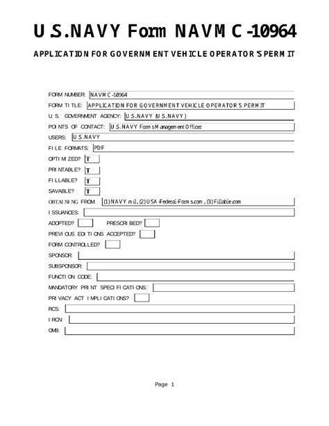 Pdf Us Navy Form Navmc 10964 Usa Federal Us Navy Form