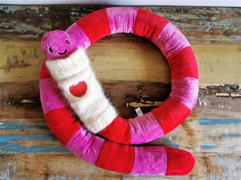 Giant Cuddling Worm Plush Dressed In Knitted Mohair Sweater Fun T With Love Message 200cm
