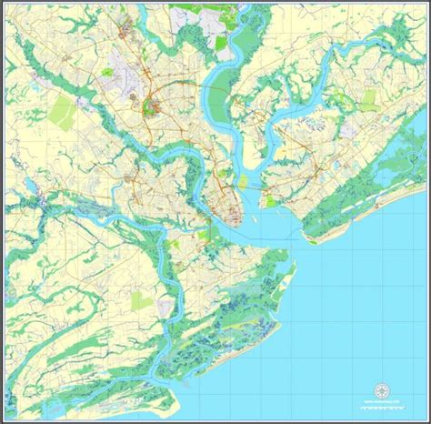 Charleston South Carolina Us City Vector Map Pdf And Adobe Illustrator