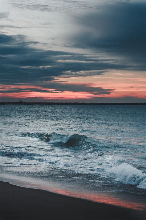 Sea Coast Wave Surf Twilight Horizon Hd Phone Wallpaper Peakpx