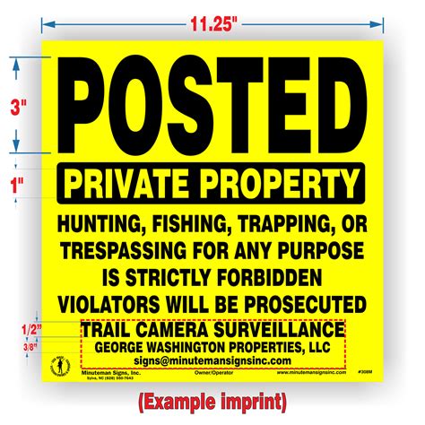 Posted Private Property Sign Yellow Semi Rigid Poly Minuteman Signs