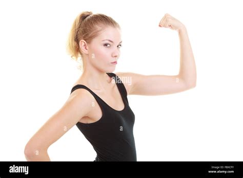 Woman Flexing Muscle Arm Hi Res Stock Photography And Images Alamy