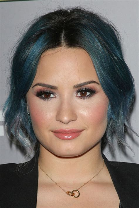 Demi Lovato Wavy Blue Face Framing Pieces Updo Hairstyle Steal Her Style