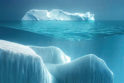 Iceberg Floating In Sea With Underwater Stock Illustration