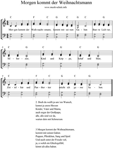 Morgen kommt der Weihnachtsmann - Klavier