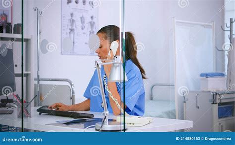 Healthcare Physician Answering Phone Calls Stock Image Image Of