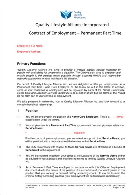 types  employment contracts   ms word