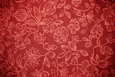 Red Fabric With Floral Pattern Texture Picture Free Photograph