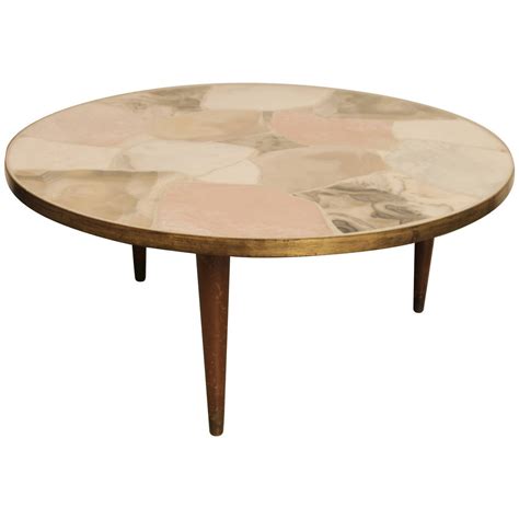 And the dark walnut wood feels warm and welcoming. Vintage Italian Circular Brass and Marble Coffee Table at ...