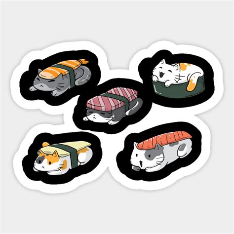 Sushi Cats Anime Kawaii Sushi Sticker Teepublic