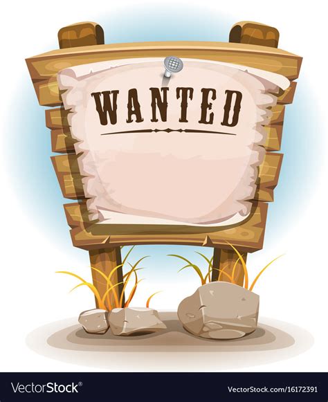 Cartoon Wood Sign With Wanted On Torn Paper Vector Image