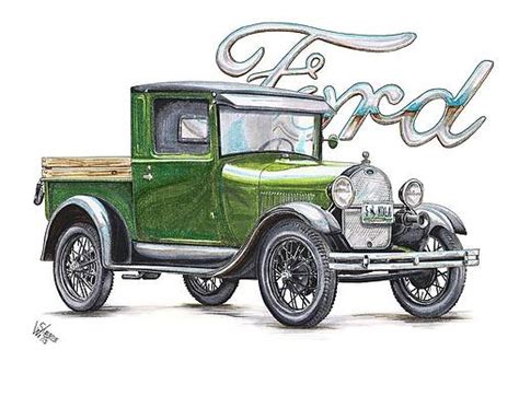 Drawing 1929 Model A Ford Truck By Shannon Watts Chevy Camaro Z28