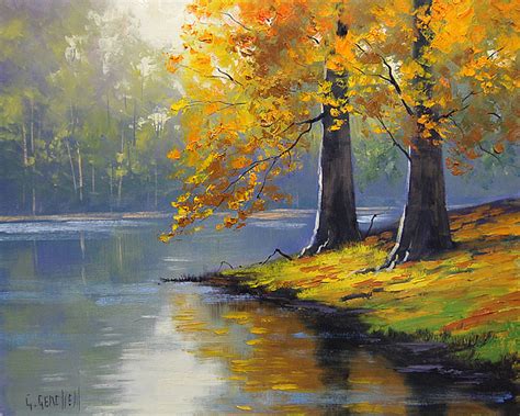 Autumn Lake Print Painting By Graham Gercken