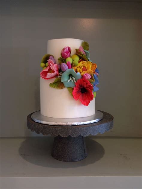 Simple Flower Wedding Cake Spring Flower Cake Bright Flower Cake