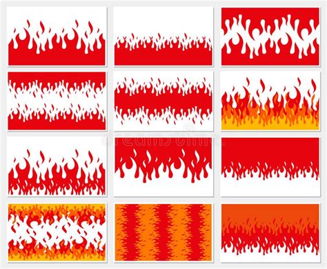 Set Of Fire Flame Background Fire Banner Vector Illustration Stock