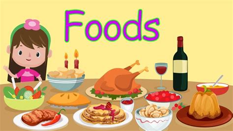 , spelling, grammar and practice english conversation, talking about simple health problems. Learn food vocabulary in English for kids | Learn food ...