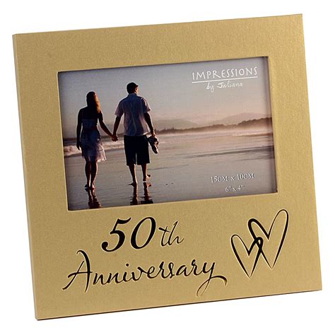 50th Gold Wedding Anniversary Pearlised Photo Picture Frame 4x6 T