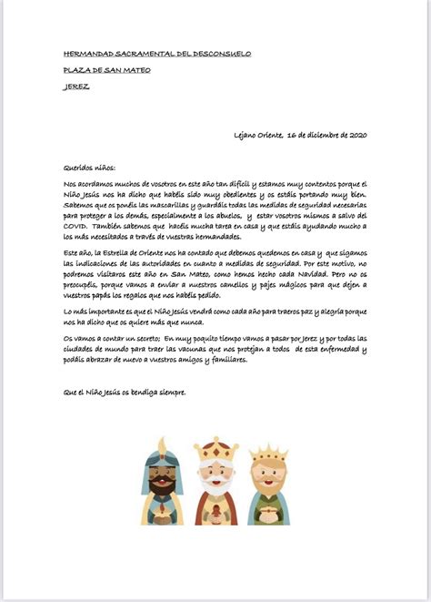 Carta De Sus Majestades Los Reyes Magos