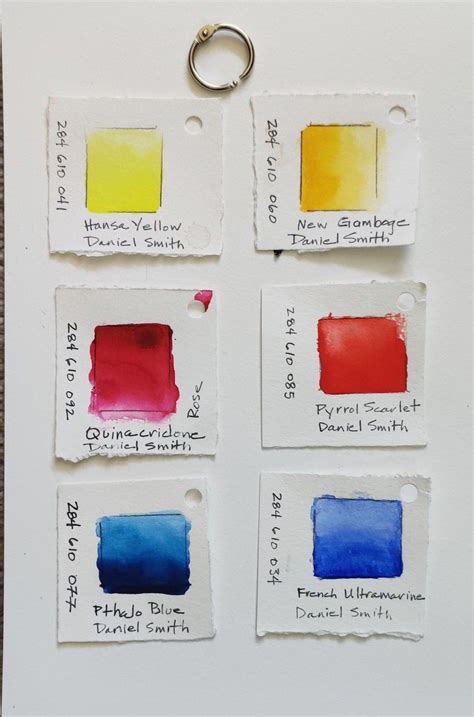 Primary Palette Color Swatches Daniel Smith Watercolors Reference