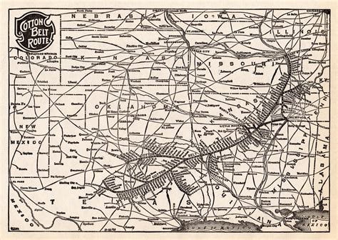 1932 Antique Cotton Belt Route Railway Map St Louis Etsy Map Wall