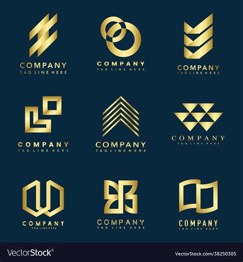 Set Company Logo Design Ideas Royalty Free Vector Image