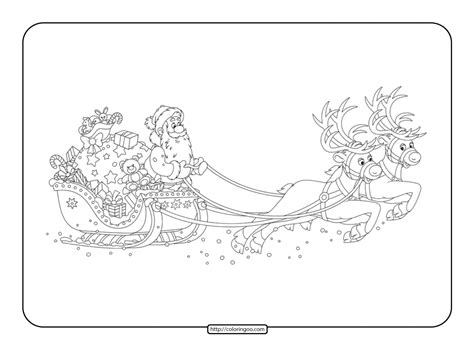 Reindeer And Sleigh Coloring Page Coloring Pages