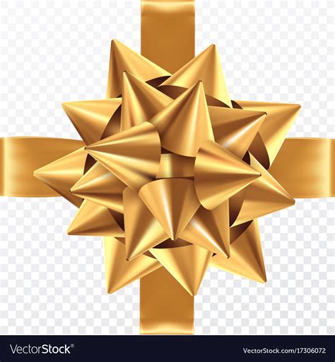 Gold Gift Bow On A Transparent Background Vector Image