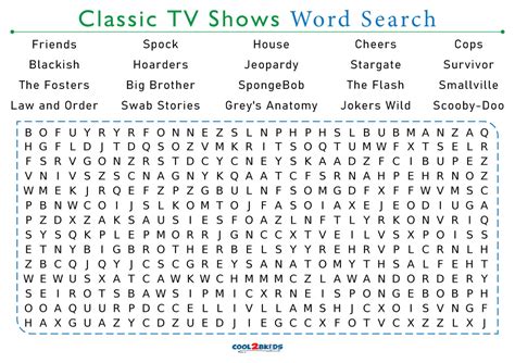 Printable Tv Show Word Search Cool2bkids