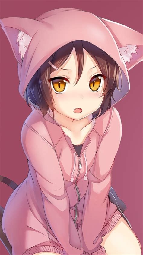 Pink Anime Cat Girl Wallpaper Backiee