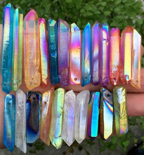 86g 23pcs Aura Quartz Crystal Titanium Bismuth Silicon Points Rainbows