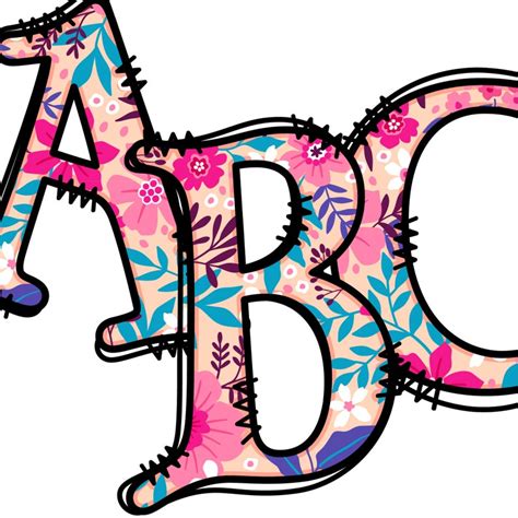 Mia Pink Spring Floral Alphabet Clipart Alpha Letters Numbers Etsy