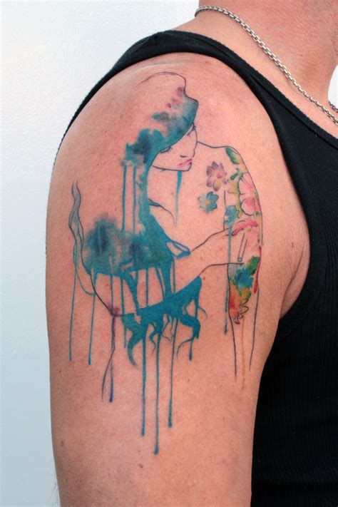39 People With Watercolor Paintings Tattooed To Their Bodies Pattern