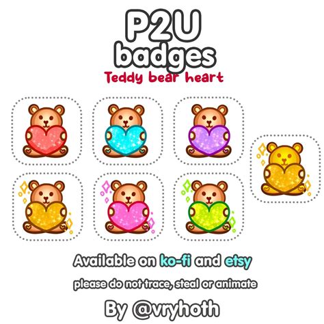 P2u Bear Teddy Heart Sub Bit Badge Cute Edgy Twitch Subbit Etsy