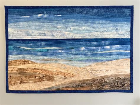 Art Quilt Ocean With Dunes 15 Wall Quilt Wall Hanging Etsy Uk