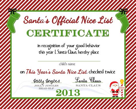 Santa Nice List Certificates Free Printable Nice List Certificate